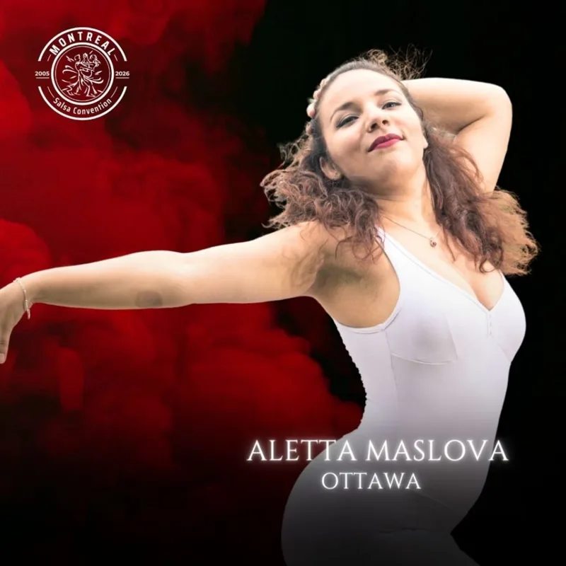 Aletta Maslova in her Montreal Salsa Convention artist portrait